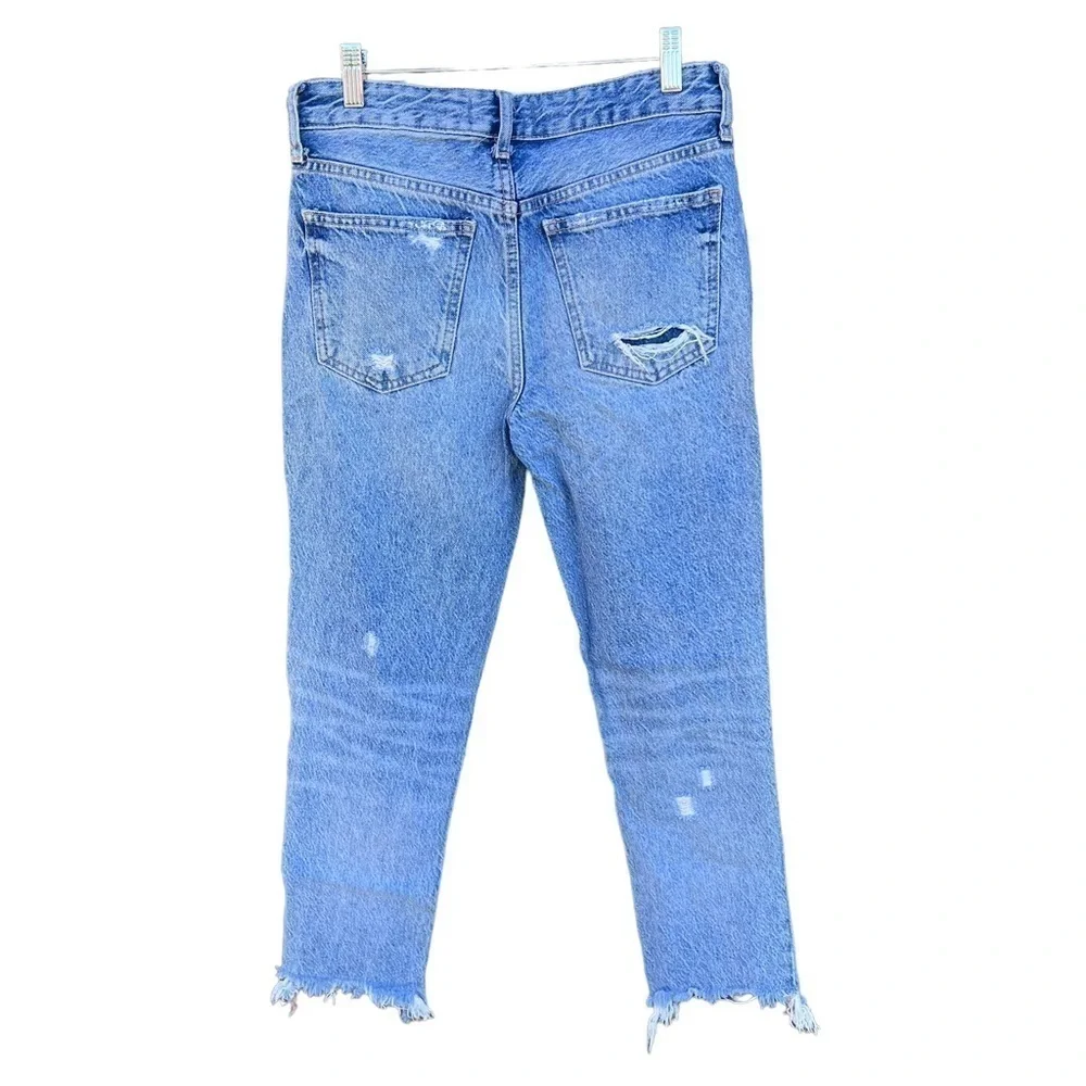 Free People We The Free Good Times Distressed Relaxed Jeans Size 26 Frayed Hem